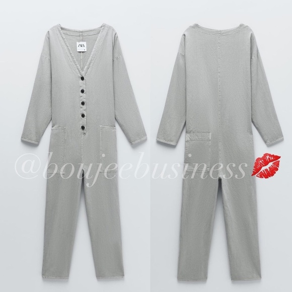 ZARA BNWT Textured Weave Jumpsuit - Picture 6 of 6